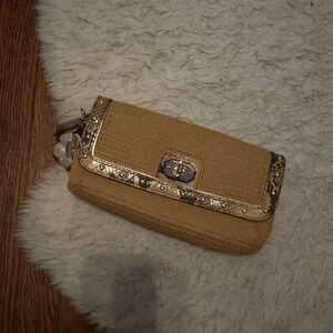 Coach Tan Clutch with Gold Trim